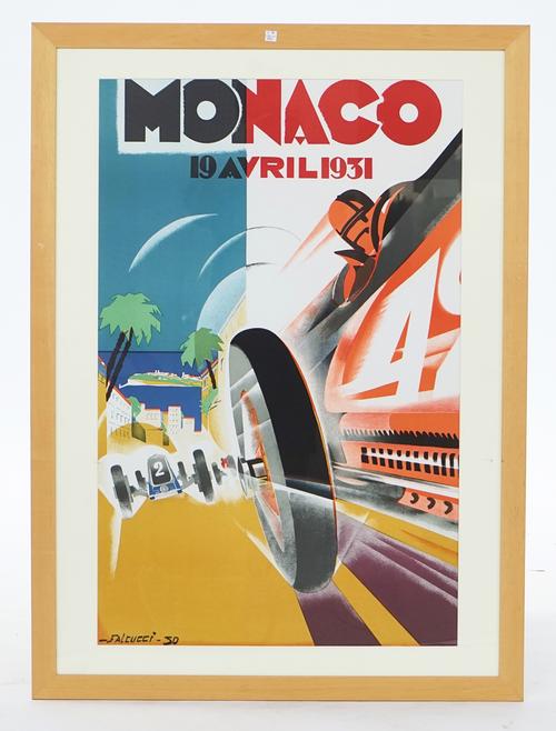 FOUR REPRODUCTION 1930S MONACO GRAND PRIX POSTER PRINTS