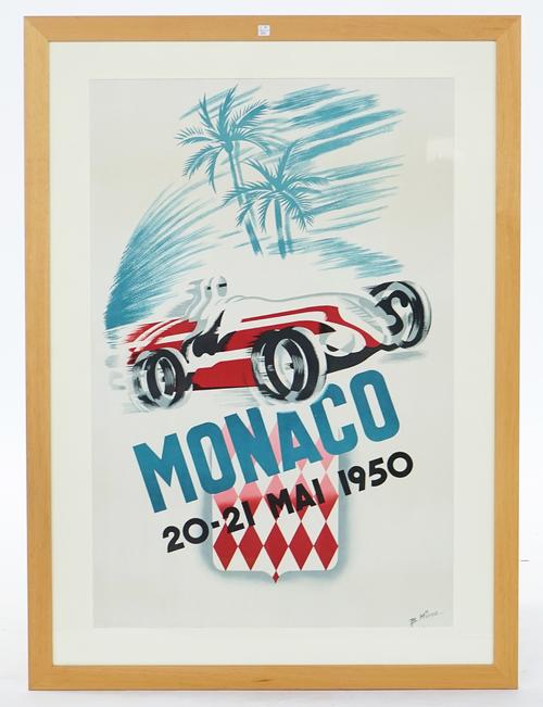FOUR REPRODUCTION 1950S MONACO GRAND PRIX POSTER PRINTS
