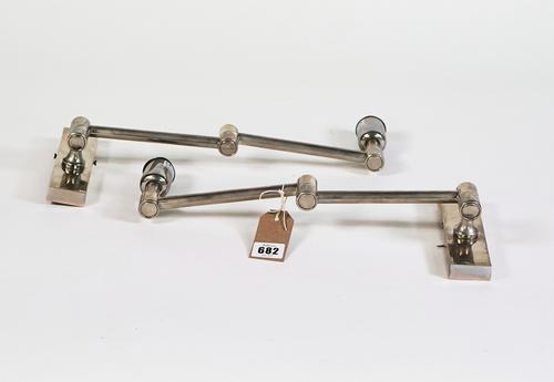 A PAIR OF NICKEL FINISHED SWING-ARM WALL LIGHTS (2)