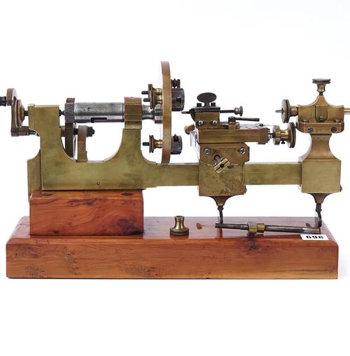 A BRASS & STEEL WATCHMAKER'S LATHE