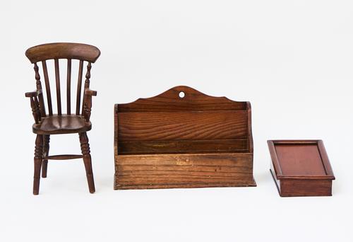 A STAINED BEECH MINIATURE CHAIR