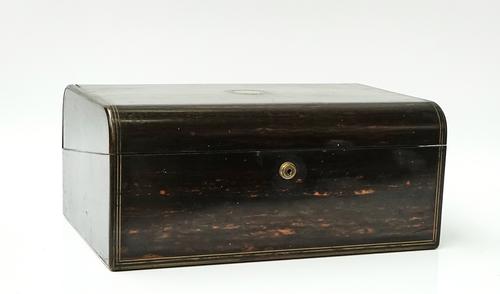 AN EARLY VICTORIAN COROMANDEL DOMED TOP WRITING SLOPE