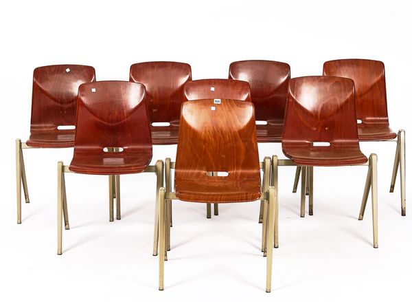THUR-OP-SEAT; A SET OF EIGHT MID-20TH CENTURY STACKING CHAIRS