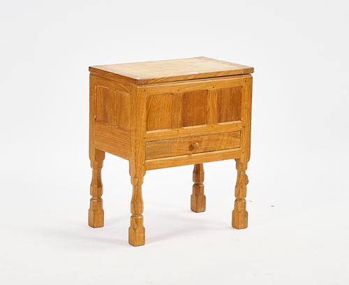 ROBERT ‘MOUSEMAN’ THOMPSON; AN ADZE OAK LIFT-TOP WORKBOX