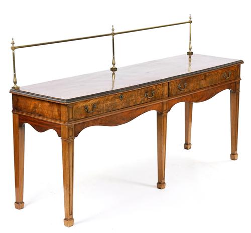 AN 18TH CENTURY STYLE MAHOGANY TWO DRAWER SERVING TABLE