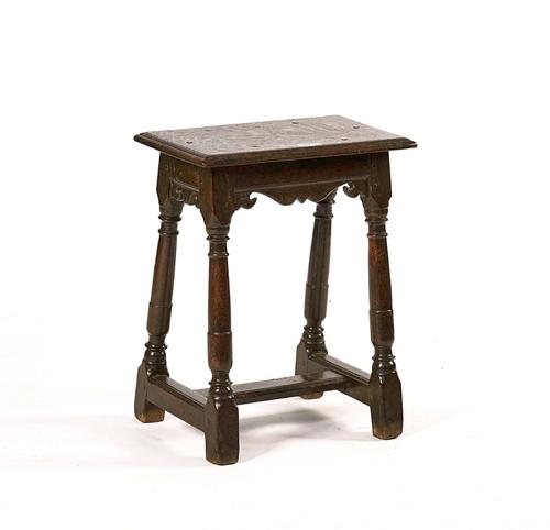 A JAMES I/CHARLES I OAK JOINED STOOL