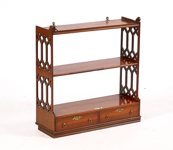 A GEORGE III STYLE HANGING THREE TIER WALL SHELF