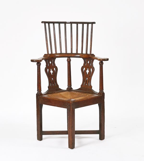 A MID-18TH CENTURY OAK DOUBLE HEIGHT CORNER CHAIR