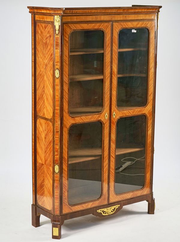 A LATE 18TH CENTURY FRENCH GILT-METAL MOUNTED TULIPWOOD VITRINE