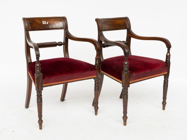 A PAIR OF REGENCY MAHOGANY CARVER ARMCHAIRS (2)