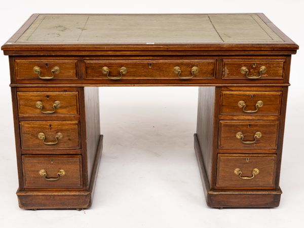 A LATE 19TH CENTURY MAHOGANY PEDESTAL DESK