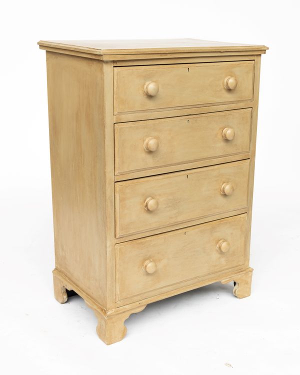 A PISTACHIO PAINTED FOUR DRAWER CHEST