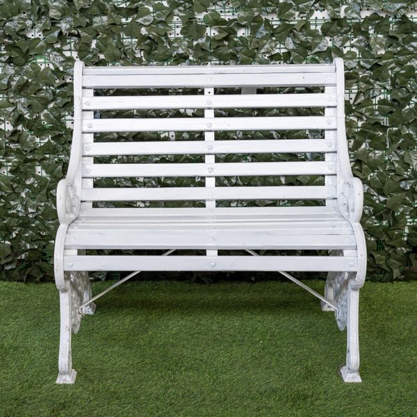 A 19TH CENTURY WHITE PAINTED SCOTTISH CAST IRON GARDEN BENCH