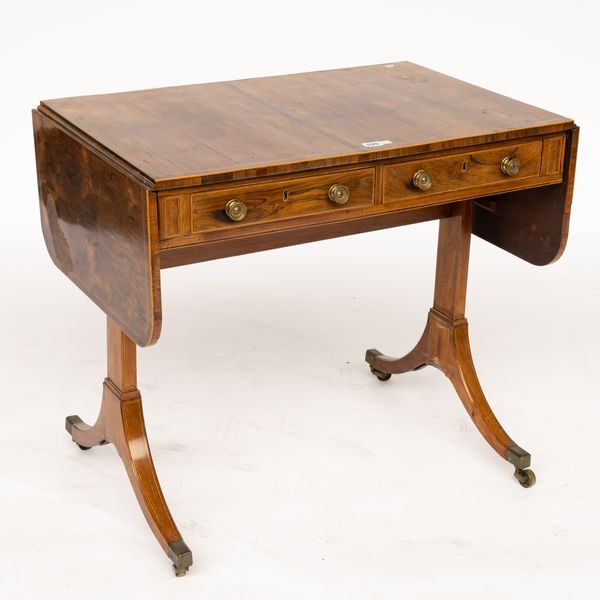 A REGENCY SYCAMORE INLAID ROSEWOOD SOFA TABLE