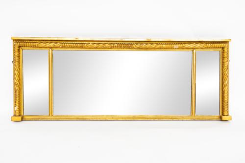 A GEORGE III TRIPLE PLATE OVER MANTLE MIRROR WITH ROPETWIST MOUNT