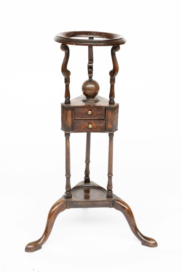 A GEORGE II WALNUT TRIPOD WASHSTAND (2)