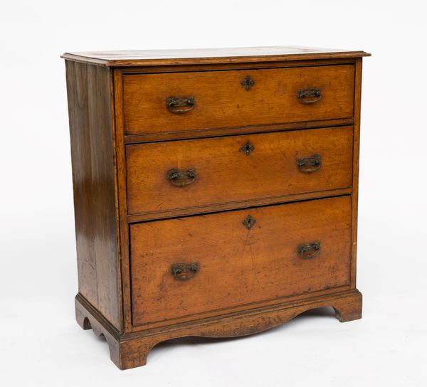 AN 18TH CENTURY OAK THREE DRAWER CHEST