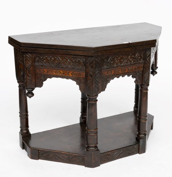 A 17TH CENTURY CARVED OAK CREDENCE TABLE