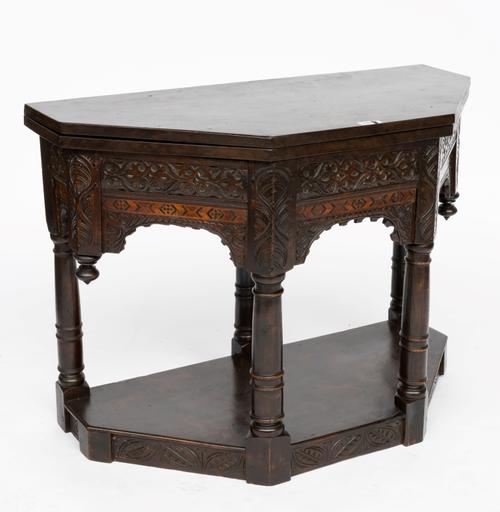 A 17TH CENTURY CARVED OAK CREDENCE TABLE