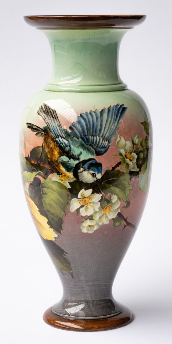 A DOULTON FAIENCE BALUSTER VASE