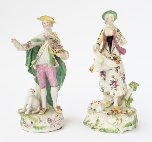 TWO DERBY FIGURES OF A SHEPHERD AND SHEPHERDESS (2)