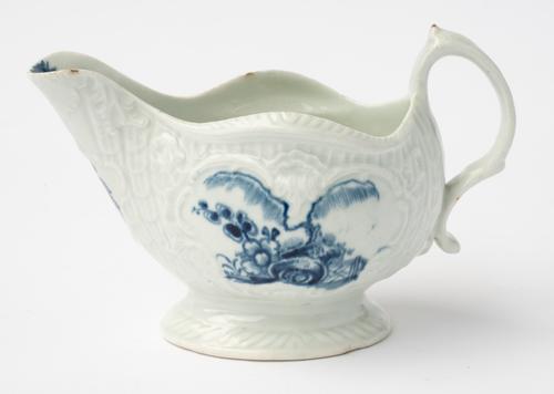 A CHRISTIAN'S LIVERPOOL BLUE AND WHITE SAUCEBOAT