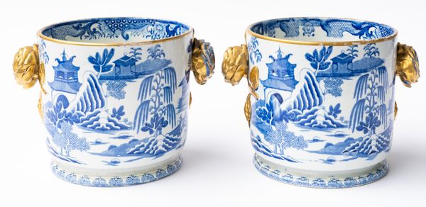 AN UNUSUAL PAIR OF MASON'S IRONSTONE WINE COOLERS OR JARDINIERES (2)