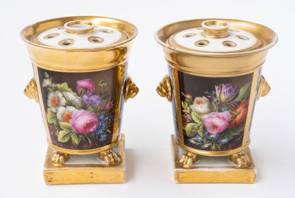 A PAIR OF DARTE FRERES, PARIS, POT POURRI VASES AND PIERCED COVERS (4)