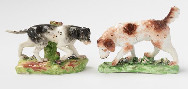 TWO DERBY FIGURES OF A SETTER AND POINTER (2)