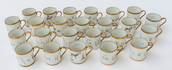 AN UNUSUAL SET OF TWENTY THREE LIMOGES PORCELAIN COFFEE CANS AND ANOTHER (24)