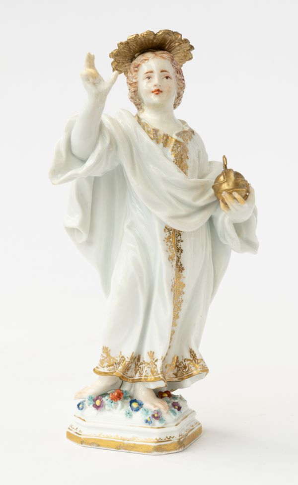 A CONTINENTAL PORCELAIN FIGURE OF A SAINT OR A YOUNG JESUS