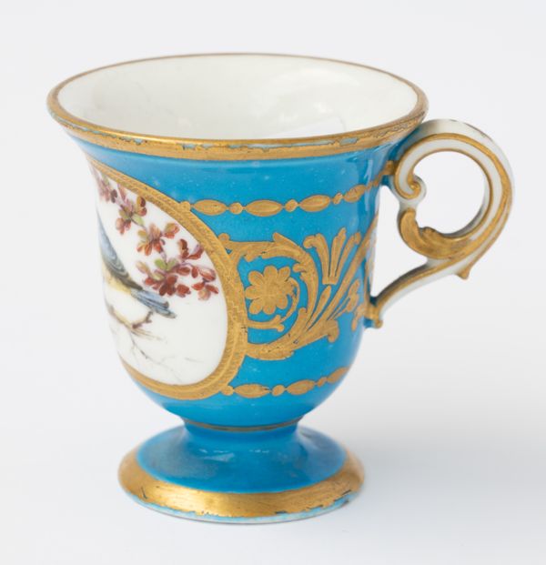 A SEVRES BLEU-CELESTE GROUND ICE CUP (TASSE A GLACE)