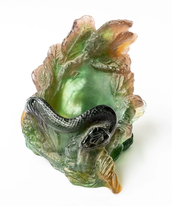 A DAUM PATE-DE- VERRE VASE HOLDER