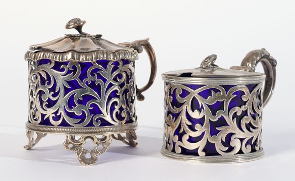 TWO VICTORIAN SILVER MUSTARD POTS (2)