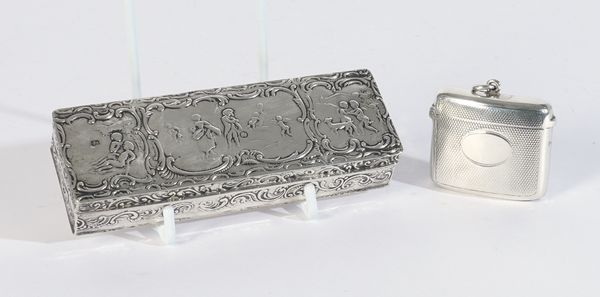 A VICTORIAN SILVER BOX AND A VICTORIAN SILVER VESTA CASE (2)