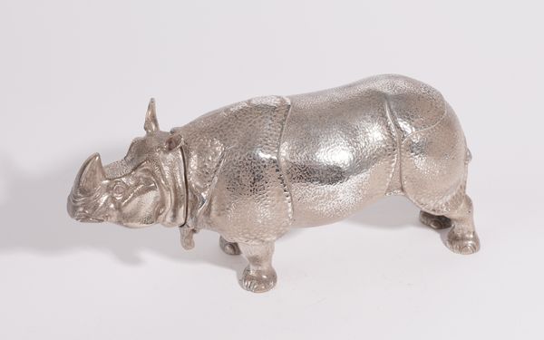 A SILVER MODEL OF A RHINOCEROS