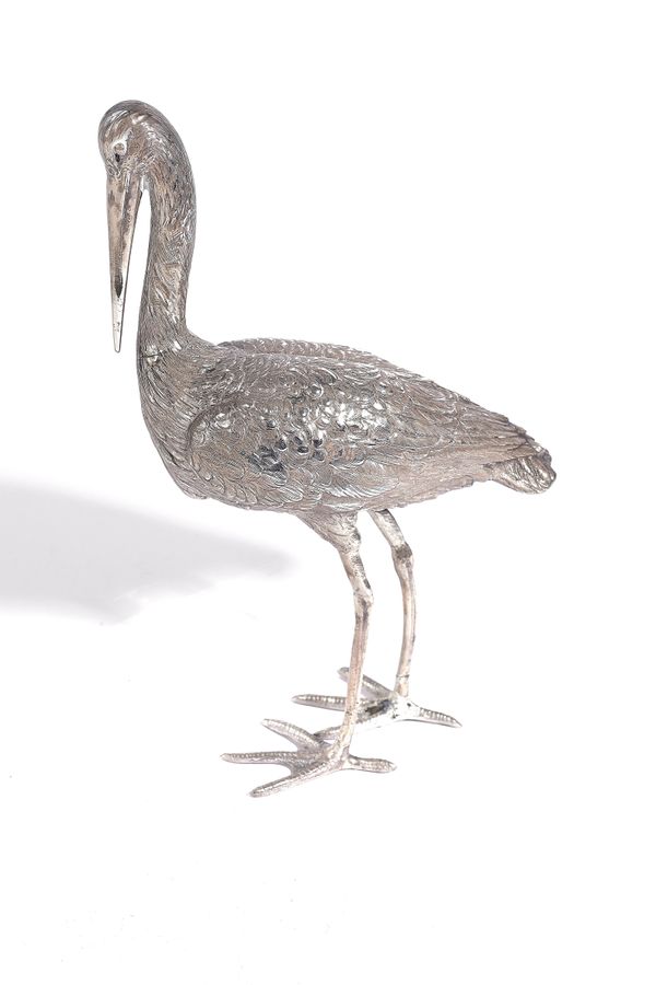 A SILVER MODEL OF A HERON