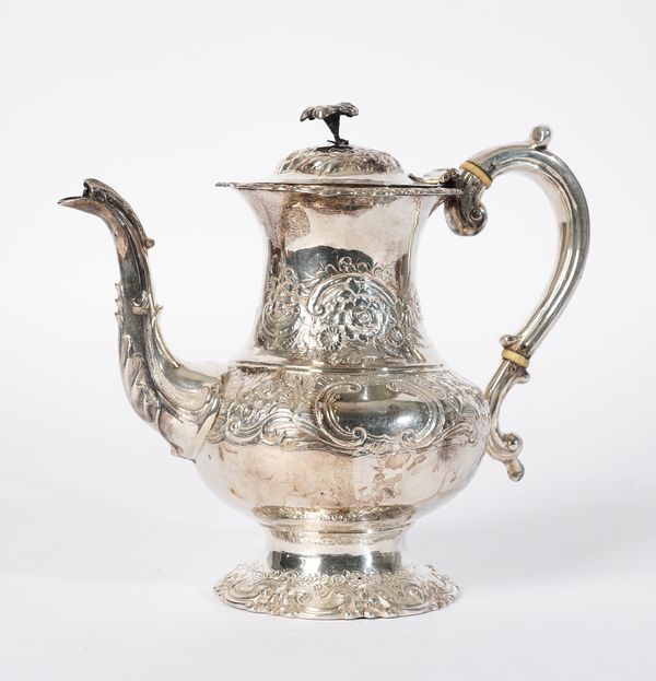 WITHDRAWN A GEORGE IV SILVER COFFEE POT