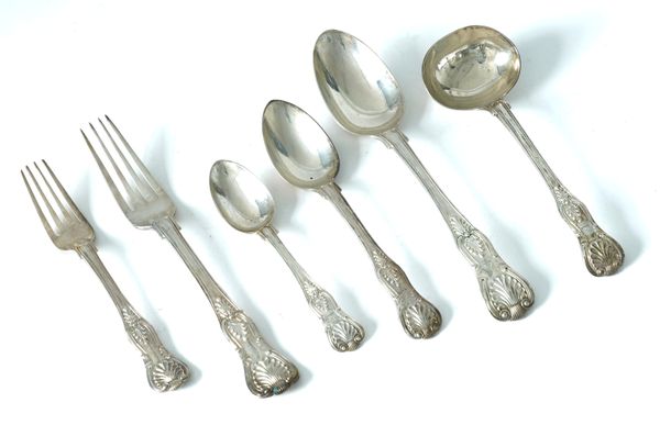 A VICTORIAN SILVER KING'S PATTERN PART CANTEEN OF TABLE FLATWARE (62)