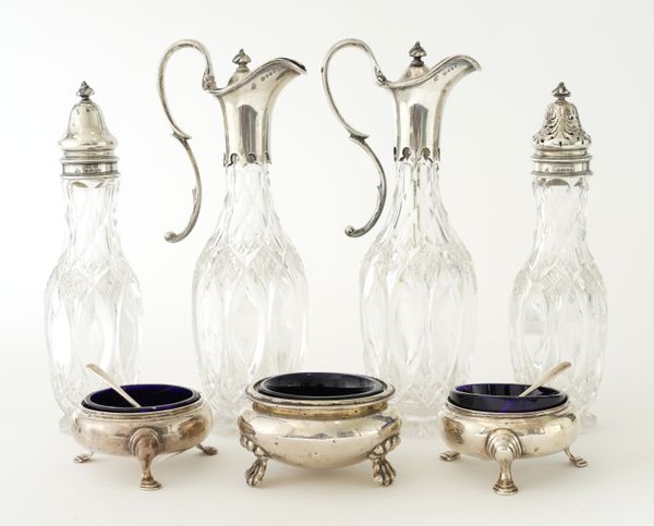 SEVEN SILVER AND SILVER MOUNTED CONDIMENTS (7)