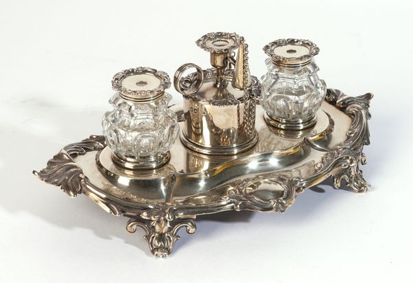 A VICTORIAN SILVER DESK STAND