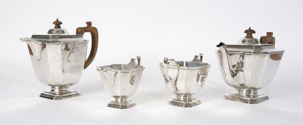 A SILVER FOUR PIECE TEA SET