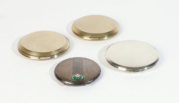 FOUR SILVER LADY'S POWDER COMPACTS  (4)