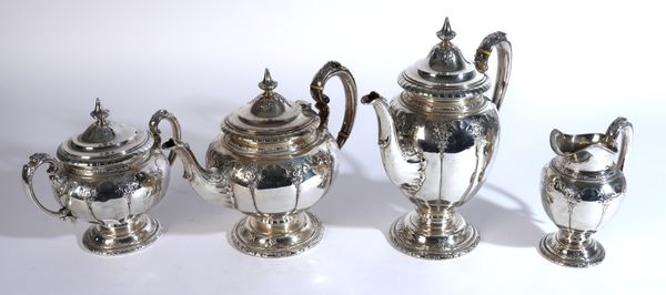 AN AMERICAN SILVER FOUR-PIECE TEA SET