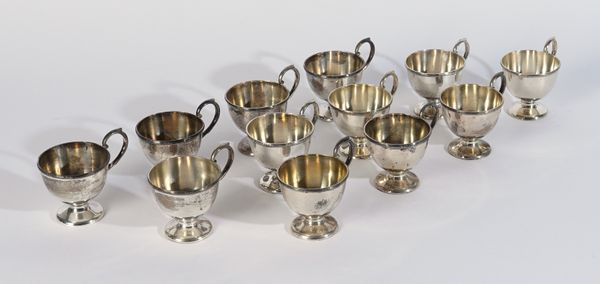 TWELVE SILVER COFFEE CUPS (12)