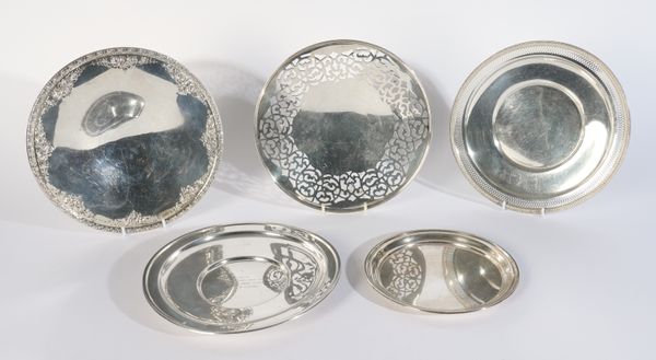 FIVE VARIOUS SILVER TRAYS/BOWLS (5)