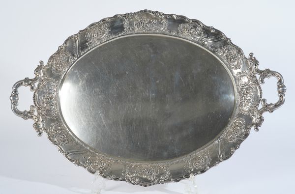 A GERMAN SILVER TWIN-HANDLED SERVING TRAY