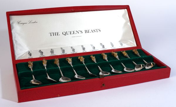 A CASED LIMITED EDITION SET OF 10 'QUEEN'S BEASTS' SILVER SPOONS