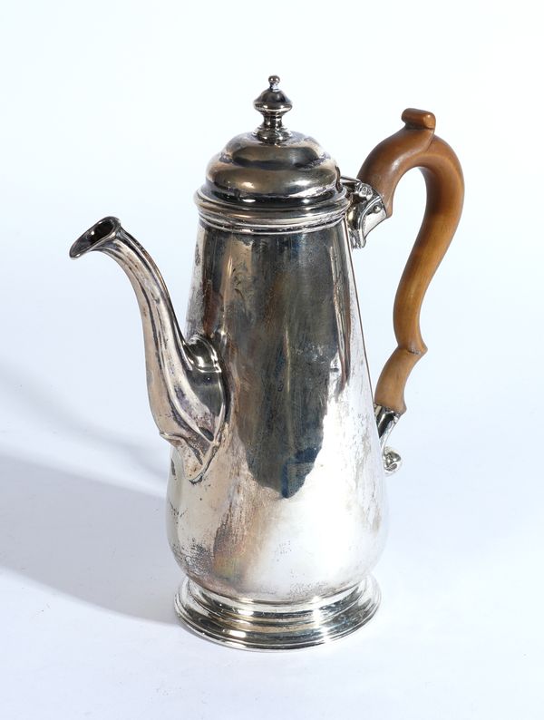 A GEORGE II SILVER COFFEE POT