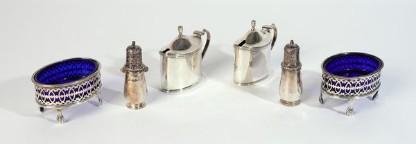 A GROUP OF SILVER CONDIMENTS (6)